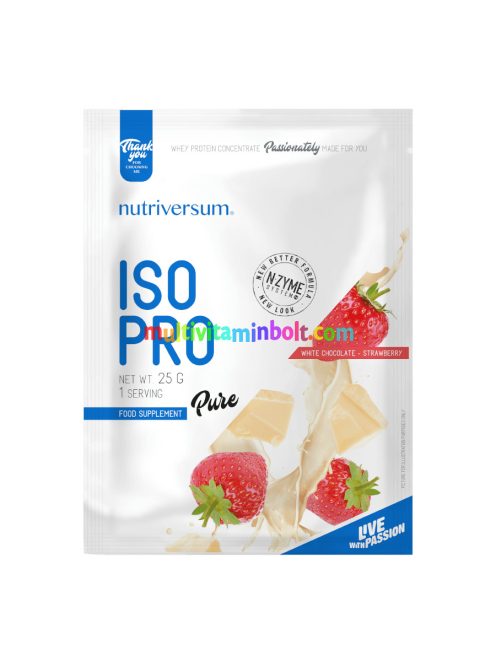 ISO PRO - 25 g - PURE - Nutriversum - fehércsokoládé-eper