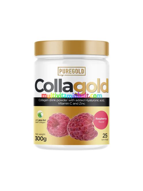 CollaGold Marha és Hal kollagén italpor hialuronsavval - Raspberry - 300g - PureGold