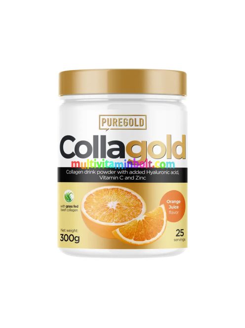 CollaGold Marha és Hal kollagén italpor hialuronsavval - Orange Juice - 300g - PureGold