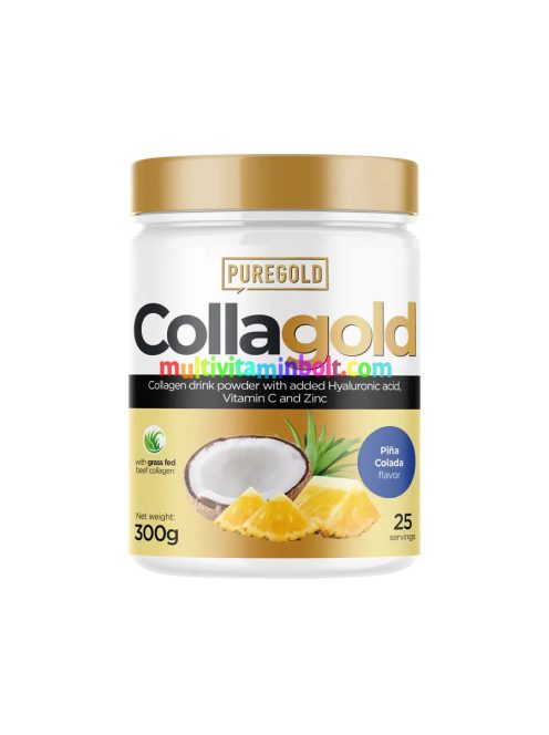 CollaGold Marha és Hal kollagén italpor hialuronsavval - Pina Colada - 300g - PureGold