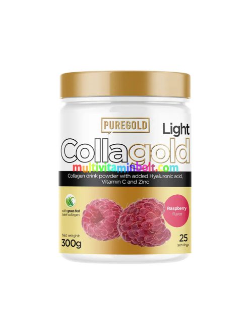 CollaGold Marha és Hal kollagén italpor hialuronsavval - Light Raspberry - 300g - PureGold