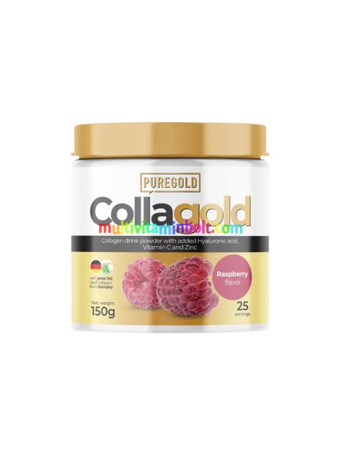 CollaGold Marha és Hal kollagén italpor hialuronsavval - Raspberry - 150g - PureGold