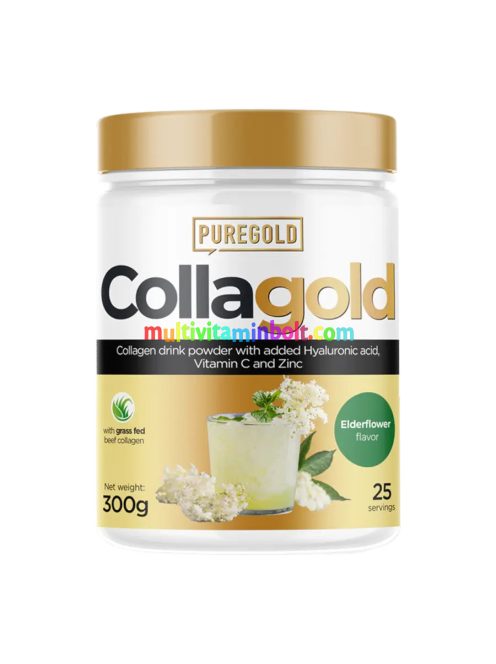 CollaGold Marha és Hal kollagén italpor hialuronsavval - Eldelflower - 300g - PureGold