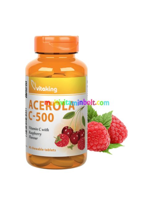 C-500mg Acerola málnás- 40 rágótabletta - Vitaking