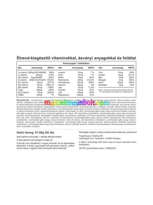 9 Hónap Multivitamin - 60 tabletta - Vitaking