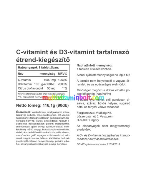 C-1000mg + D-4000NE - 90 tabletta - Vitaking