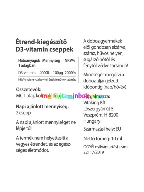 D3-Vitamin 2000NE cseppek 10ml - Vitaking