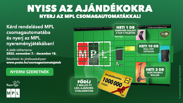 Posta csomagautomata nyereményjáték