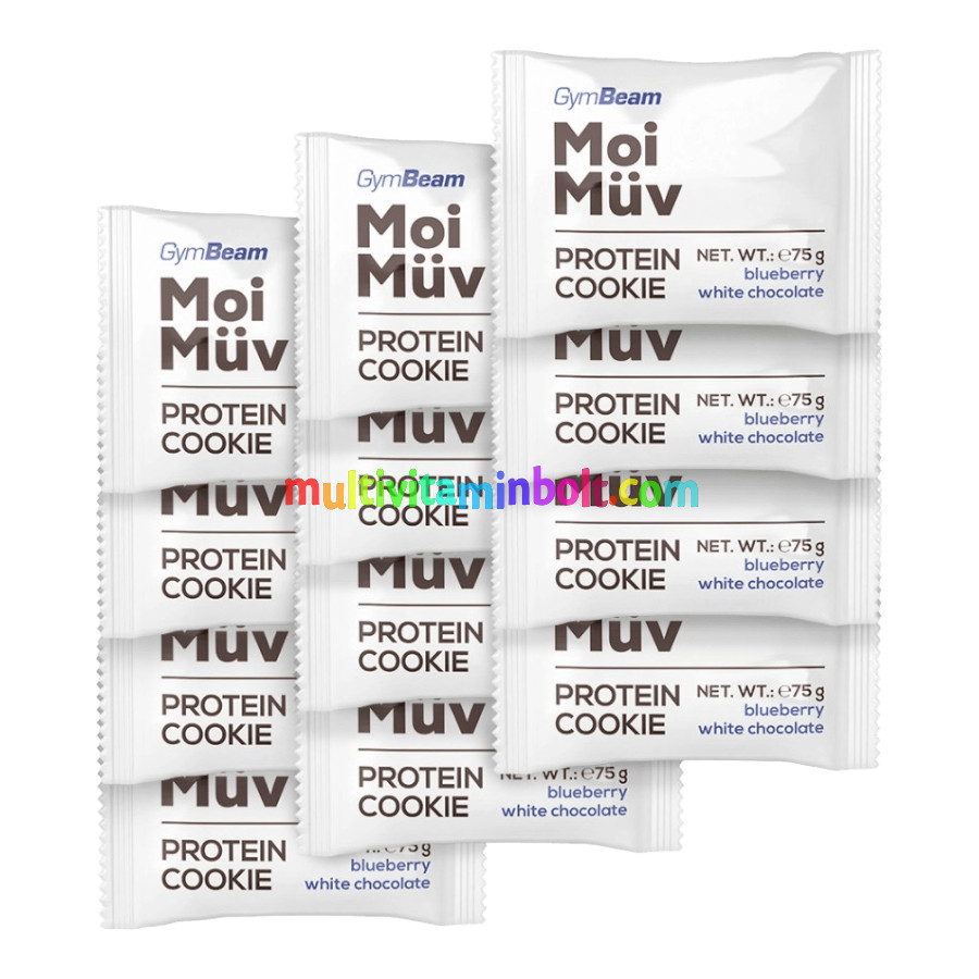 MoiMüv Protein Cookie - 12 x 75 g - áfonya-fehér csoki - GymBeam