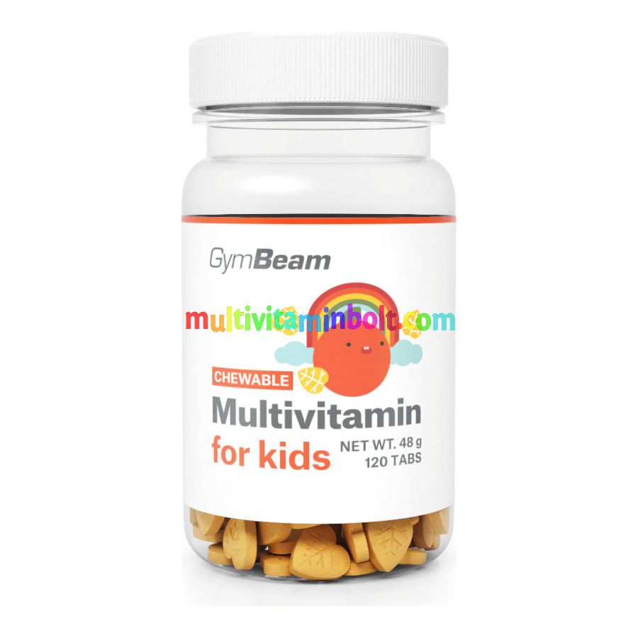 Multivitamin rágótabletta gyerekeknek - narancs - 120 rágótabletta - GymBeam