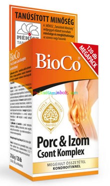 Porc Izom Csont Komplex 120 db filmtabletta, tápszer, Kollagén, MSM, vitaminok, kondrotinnel - BioCo