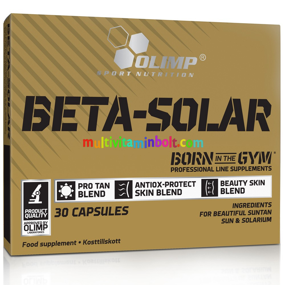 BETA-SOLAR Sport Edition 30 db kapszula, bőr-, nap-, szemvédelem vitaminokkal, napozáshoz és szoláriumozáshoz is, önbarnító - Olimp Sport Nutrition