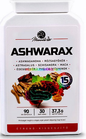 ASHWARAX 90 db kapszula, szorongás, pánik, álmatlanság,15-féle gyógynövény kivonat - Mannavita