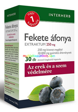 Napi1 Fekete Áfonya Extraktum 250 mg, 30 db kapszula, erek és szemek védelmére, 1 havi adag - Interherb