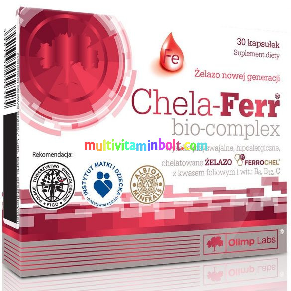 Chela-Ferr bio-complex 30 db kapszula szerves vas készítmény, folsav, B12, B6, C-vitamin - Olimp Labs 