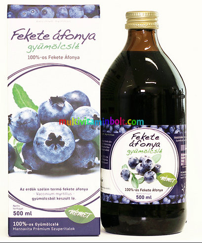 Fekete Áfonya 500 ml, 100 %-os gyümölcslé - MannaVita
