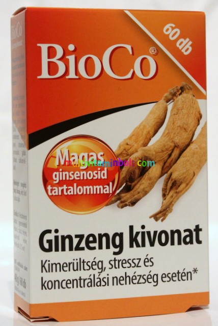 Ginseng kivonat 60 db tabletta, 266 mg ginzeng gyökér tablettánként - BioCo