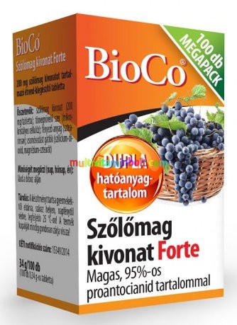 Szőlőmag kivonat Forte 100 db tabletta, 200 mg, Megapack - BioCo