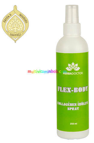 Flex body kollagénes ízületi spray 250 ml, Kollagén, Glükozamin, MSM, gyógynövények - HerbaDoctor