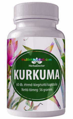 Kurkuma 60 db kapszula, 950 mg kurkuma, 50 mg kurkumin kapszulánként - HerbaDoctor