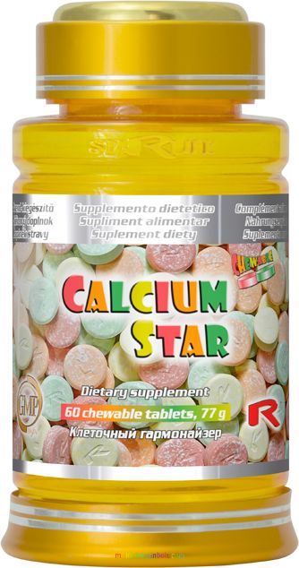 Calcium Star 60 db rágótabletta, 500 mg kálcium, finom gyümölcs ízű - StarLife