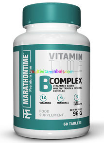B-vitamin komplex 60 db kapszula, A, D, E, C-vitaminokkal, vassal, szelénnel, krómmal és gyógynövényekkel - Marathontime