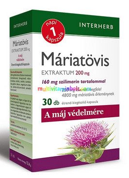 Napi1 Máriatövis Extraktum 200 mg, 30 db kapszula, 160 mg szilimarin, máj védelme, 1 havi adag - Interherb
