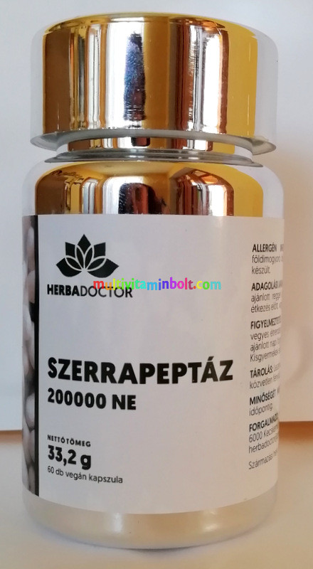 Szerrapeptáz enzim 200000 NE, Inulinnal 60 db kapszula, vegán - HerbaDoctor