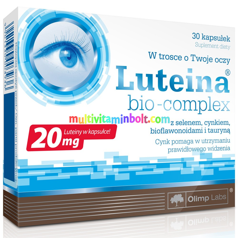 Luteina szemvitamin 30 db kapszula, kelát kötésű cinkbe ágyazott lutein, taurin, bioflavonoid, C-vitamin, szelén - Olimp Labs
