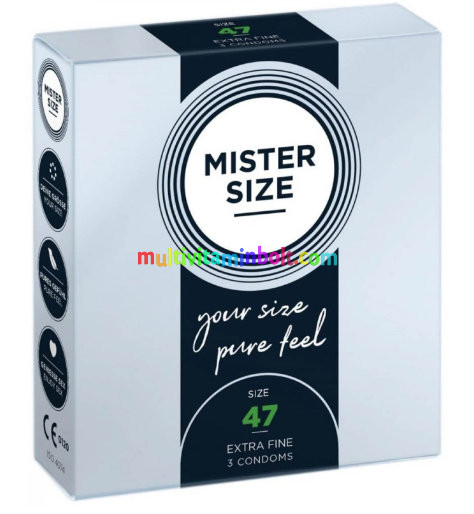 Mister Size 47 ultra vékony óvszer 3 db, 47 x160 mm, kiváló, prémium minőségű, síkosított