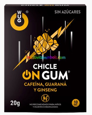 WUG ON Gum 10 db rágógumi, élénkítő, energia növelő, Koffein, Ginzeng, Guarana