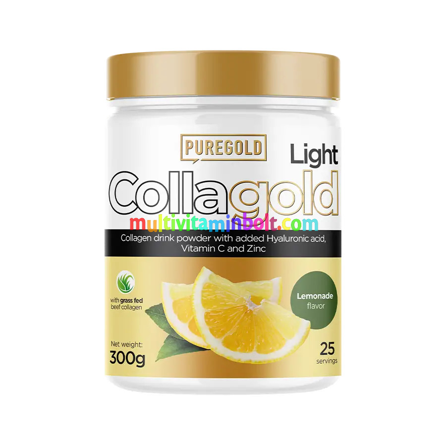 CollaGold Marha és Hal kollagén italpor hialuronsavval - Light Lemonade - 300g - PureGold